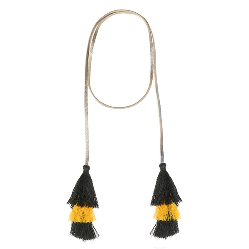 Black and Yellow Long Tassel Necklace